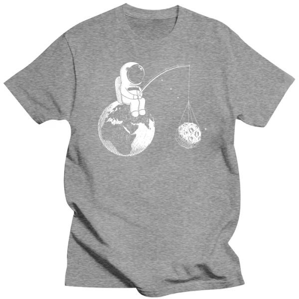 Camisetas masculina de Astronauta com impressão, 100% Algodão, Solto, Design Engraçado, Alta Qualidade, Cool Tops - Image 3