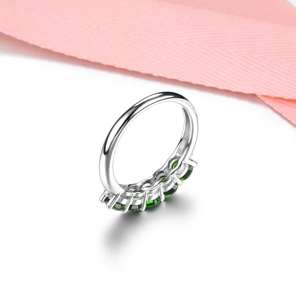 Anéis feminino de prata maciça com dinatural, joias finas, simples, com pedra preciosa verde genuína, design clássico, uso diário - Image 5