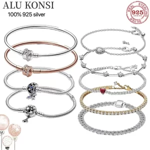Pulseira de prata esterlina feminina Moon Drop, prata de lei 925, alta qualidade, original, espumante, inverno, novo