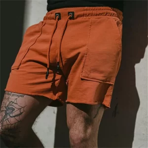 Shorts/Bermuda de algodão solta masculina calça curta casual, corredores fitness, shorts de musculação, nova moda, verão.