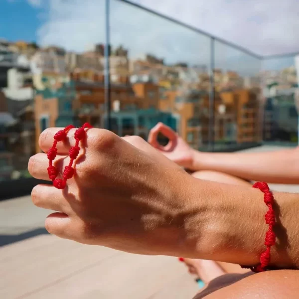 Pulseiras Handmade 7 nós Red String Casal, Amante Proteção, Amuleto da Sorte e Amizade Braid Rope. - Image 3