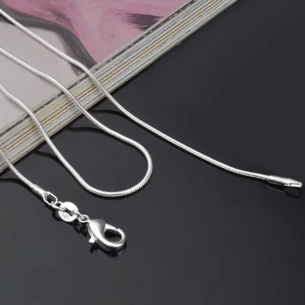 Colar feminino de prata esterlina 925, prata moda jóias Cobra Cadeia 1mm Colar 16 18 20 22 24" - Image 3