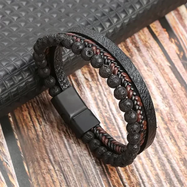 Pulseira de couro masculina clássica, tecido à mão, acessório combinado de várias camadas, joias da moda, novo estilo - Image 9