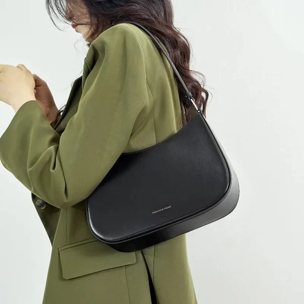 Bolsa de couro feminina, genuíno Hobo Underarm Shoulder, bolsa monocromática, bolsa de casamento, moda luxuosa, alta qualidade - Image 2