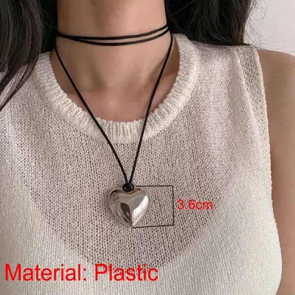 Colar feminino laço gargantilha coração pingente colar jóias clavícula corrente - Image 4