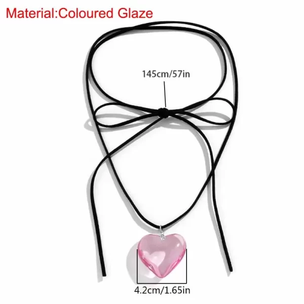 Colar feminino laço gargantilha coração pingente colar jóias clavícula corrente - Image 20