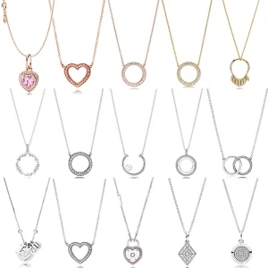 Colar feminino pingente coração, 100% 925 prata esterlina pan modelo charme dia dos namorados em forma de coração colar moda jóias