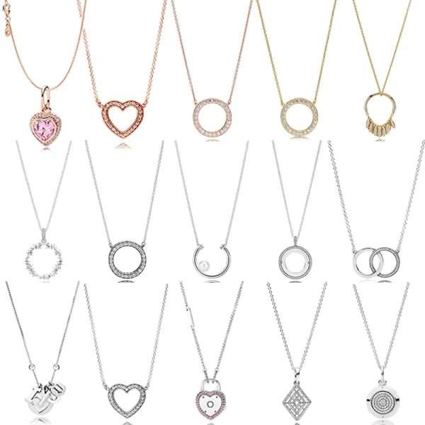 Colar feminino pingente coração, 100% 925 prata esterlina pan modelo charme dia dos namorados em forma de coração colar moda jóias