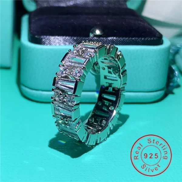 Anéis feminino de diamante feito à mão cz promessa real 925 prata esterlina noivado casamento anéis de banda gemstones festa jóias - Image 7