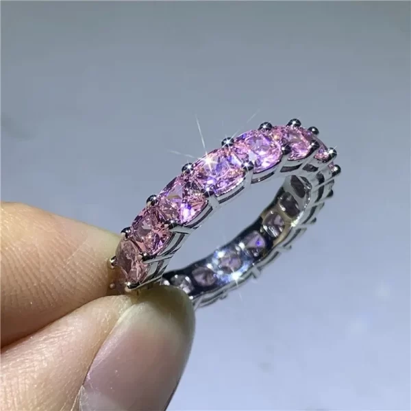 Anéis feminino de diamante feito à mão cz promessa real 925 prata esterlina noivado casamento anéis de banda gemstones festa jóias - Image 18