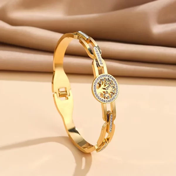 Pulseiras feminina de aço inoxidável designer de luxo, bracelete com plantas, joia feminina, Árvore da Vida, Tendência - Image 27
