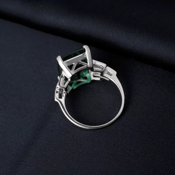 Anéis feminino de esmeralda simulado verde, prata esterlina 925, conjunto diário de jóias, presente elegante. - Image 3