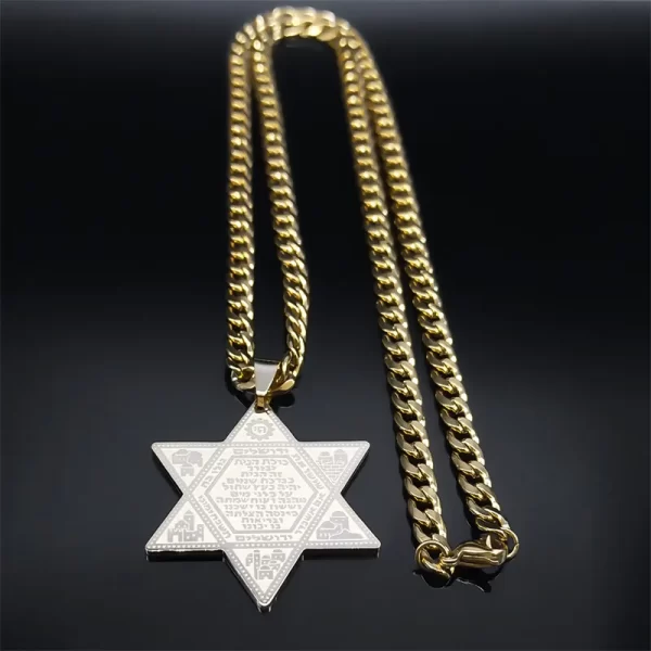 Colar Judaico de Aço Inoxidável para Homens e Mulheres, Israel Estrela de David, Magen David, Judaica, Colares de Hexagrama, Jóias Hip Hop, N540S05 - Image 3