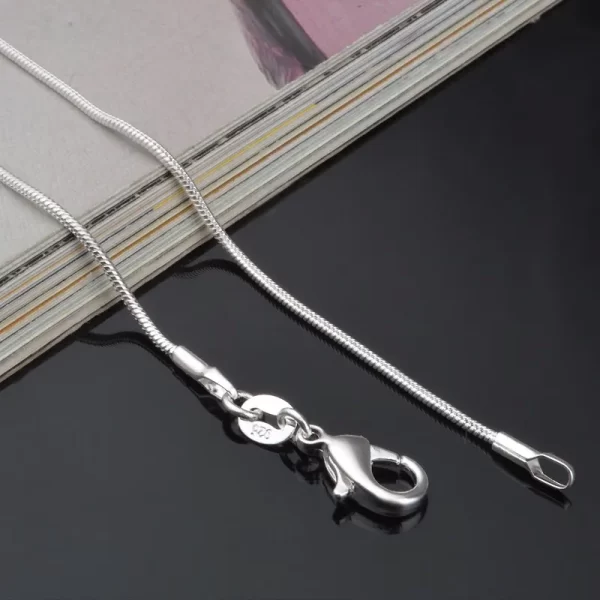 Colar feminino de prata esterlina 925, prata moda jóias Cobra Cadeia 1mm Colar 16 18 20 22 24" - Image 4
