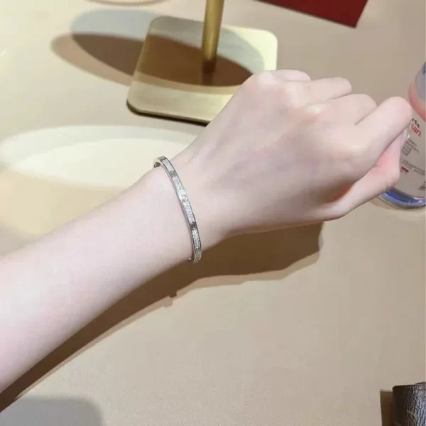 Pulseiras feminina, AIOSC-céu estrelado todo moissanite bracelete do diamante para pares, 100% 925 prata esterlina, 2 fileiras - Image 4