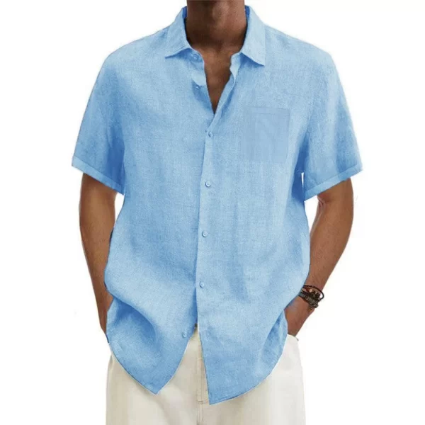 Camisas masculina de manga curta com decote em v, monocromática, oversize, casual, camisa solta plus size, com botão de ioga masculina, nova - Image 3