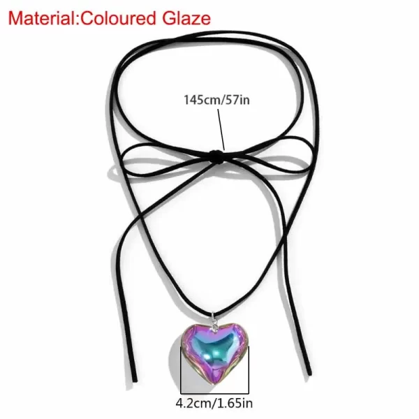 Colar feminino laço gargantilha coração pingente colar jóias clavícula corrente - Image 17