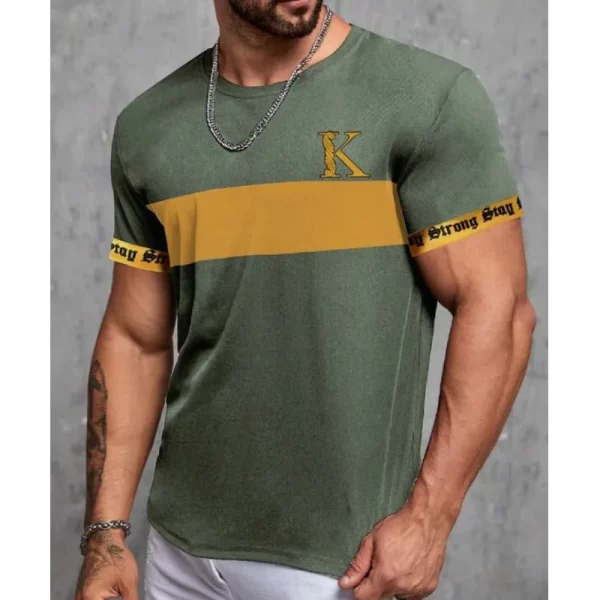 Camiseta K com impressão 3D de letras masculina, camiseta grande solta, manga curta casual diária, camiseta com design de rua, roupa simples - Image 4
