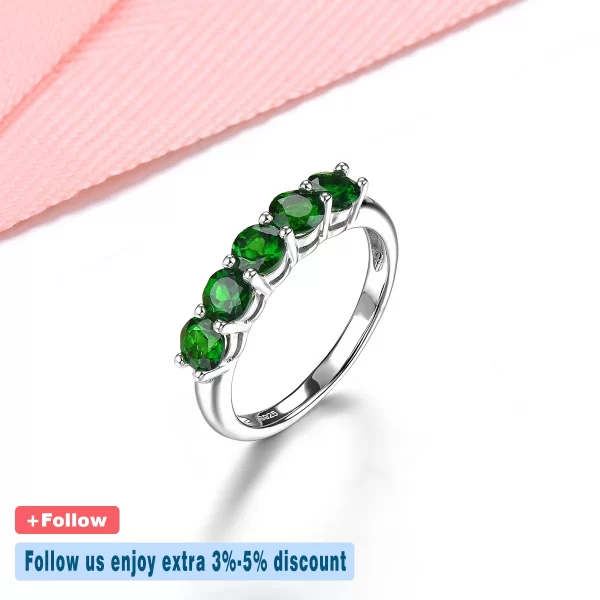 Anéis feminino de prata maciça com dinatural, joias finas, simples, com pedra preciosa verde genuína, design clássico, uso diário - Image 3