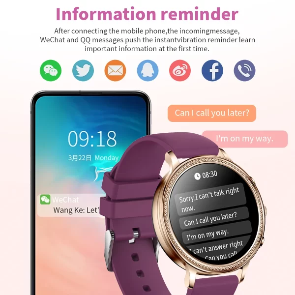 Relógios de pulso feminino, LIGE-Relógios inteligentes de luxo, chamada bluetooth, telefone conectado, monitor de saúde, smartwatch esportivo, presente. - Image 3