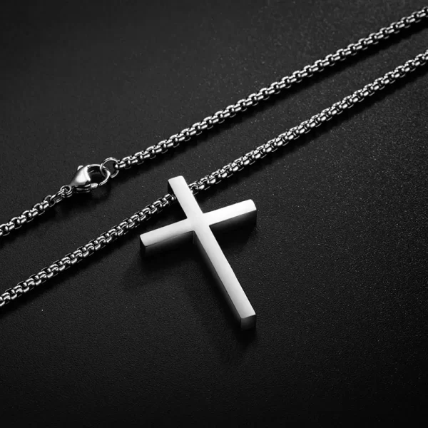 Colar de pingente cruz em aço inoxidável para homens e mulheres, joias minimalistas, gargantilhas masculinas e femininas, cor prata, novo - Image 4