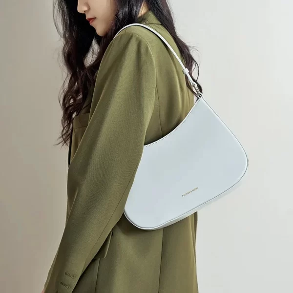 Bolsa de couro feminina, genuíno Hobo Underarm Shoulder, bolsa monocromática, bolsa de casamento, moda luxuosa, alta qualidade - Image 3