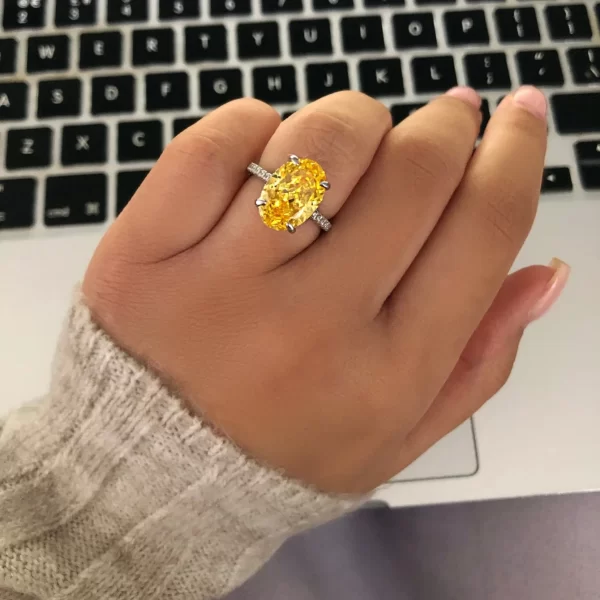 Anéis feminino 925 prata esterlina anel de diamante, topázio de laboratório 5ct, banda elegante anéis noivado