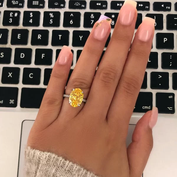 Anéis feminino 925 prata esterlina anel de diamante, topázio de laboratório 5ct, banda elegante anéis noivado - Image 2