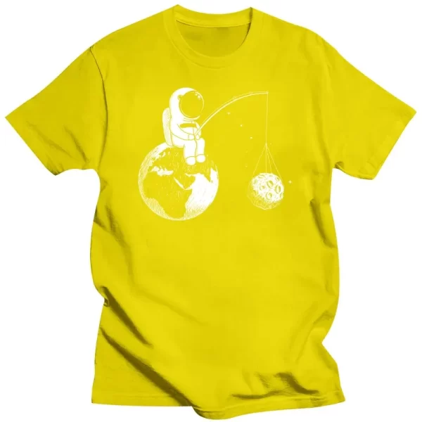 Camisetas masculina de Astronauta com impressão, 100% Algodão, Solto, Design Engraçado, Alta Qualidade, Cool Tops - Image 9