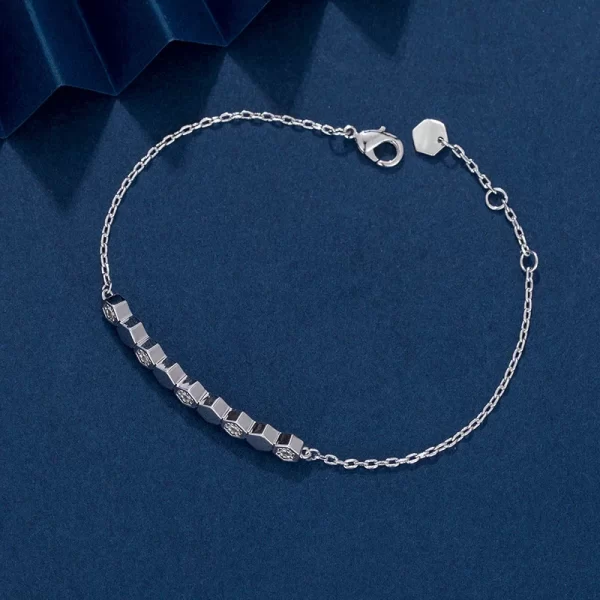 Pulseiras feminina, 925 prata esterlina favo de mel pulseira com diamantes fresco moda luz luxo premium casal estilo chaumet. - Image 5