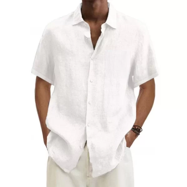 Camisas masculina de manga curta com decote em v, monocromática, oversize, casual, camisa solta plus size, com botão de ioga masculina, nova - Image 7