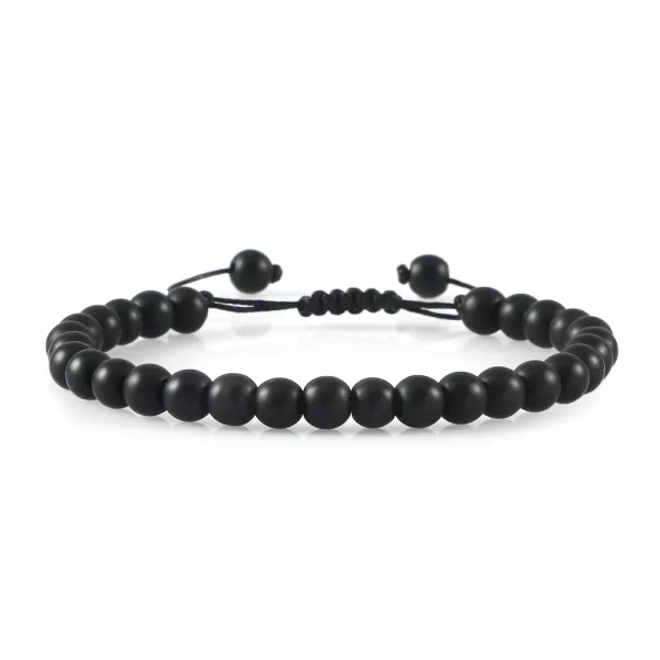 Pulseiras Natural Pedra Brilhante Preto Onyx Beads, frisada, Obsidian Jóias De Pulso, Handmade, Tamanho Ajustável, 4mm, 6mm, 8mm - Image 13