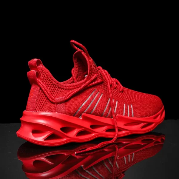 Tênis unissex de malha esportiva ao ar livre, tênis atlético respirável, tênis vermelho com furos, moda casal, novo, quente