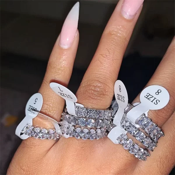 Anéis feminino de diamante feito à mão cz promessa real 925 prata esterlina noivado casamento anéis de banda gemstones festa jóias - Image 3