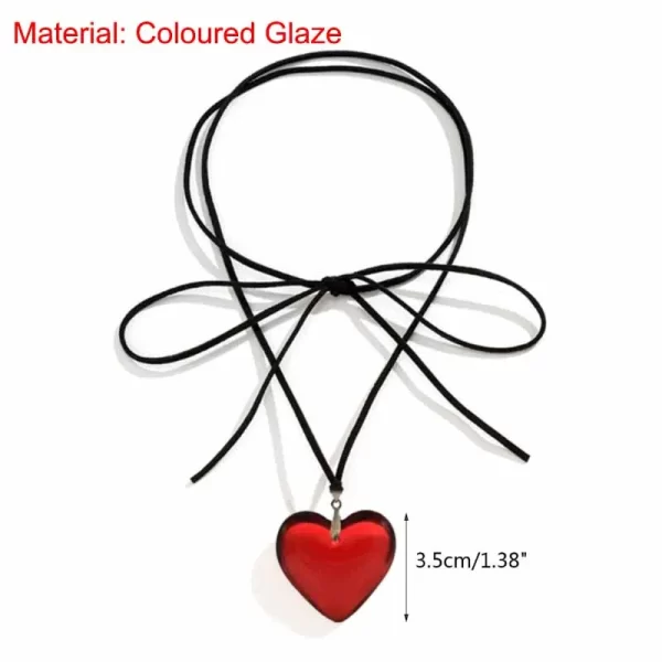 Colar feminino laço gargantilha coração pingente colar jóias clavícula corrente - Image 6