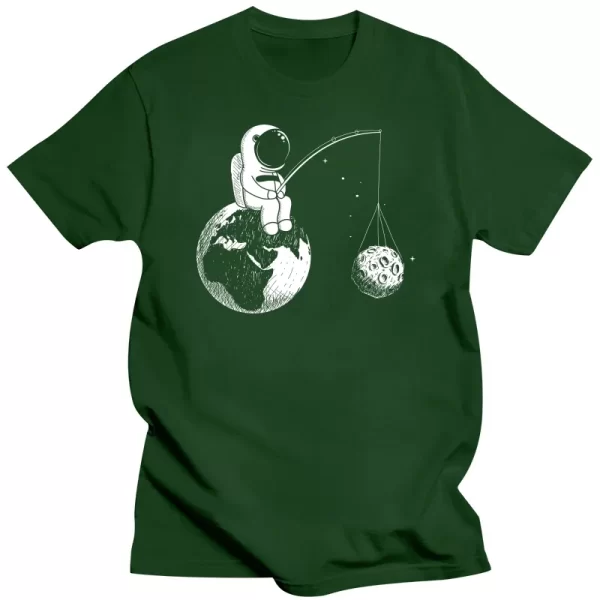 Camisetas masculina de Astronauta com impressão, 100% Algodão, Solto, Design Engraçado, Alta Qualidade, Cool Tops - Image 4