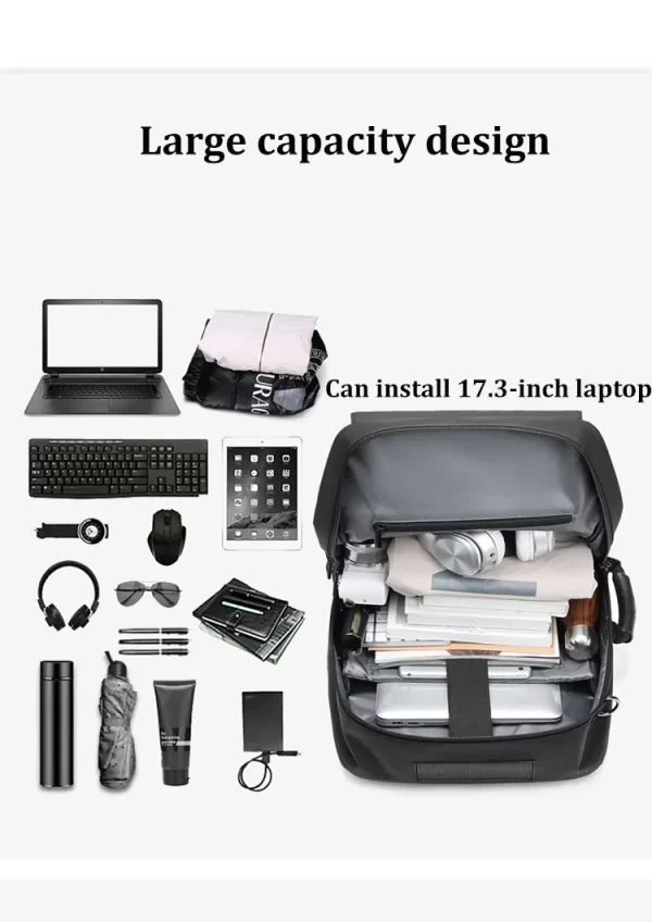 Mochila de viagem impermeável, de negócios com bolsa de sapato separada, Caminhada Trekking Laptop 17 "50L - Image 5