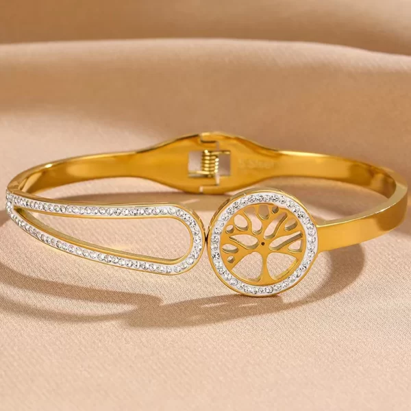 Pulseiras feminina de aço inoxidável designer de luxo, bracelete com plantas, joia feminina, Árvore da Vida, Tendência - Image 21