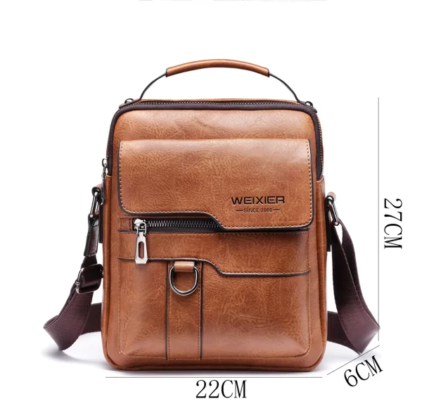 Bolsa de couro tiracolo masculina, retrô, vertical, portátil, casual, de ombro - Image 11
