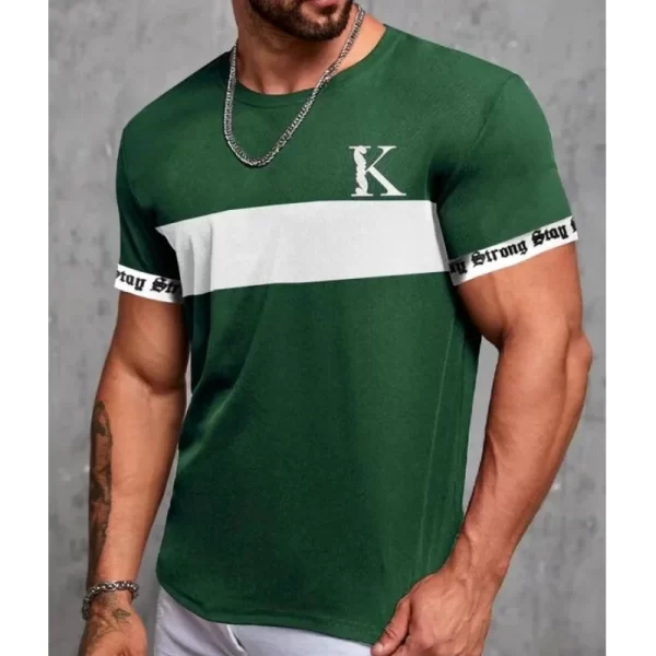 Camiseta K com impressão 3D de letras masculina, camiseta grande solta, manga curta casual diária, camiseta com design de rua, roupa simples - Image 21