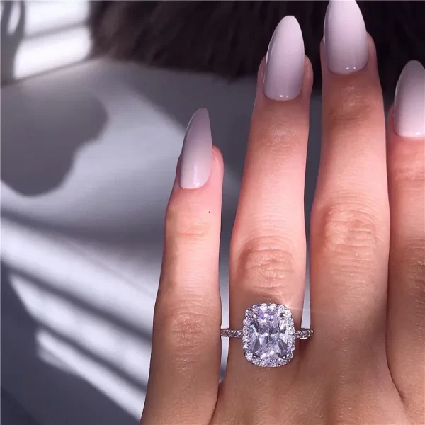 Anéis feminino de diamante feito à mão cz promessa real 925 prata esterlina noivado casamento anéis de banda gemstones festa jóias - Image 35