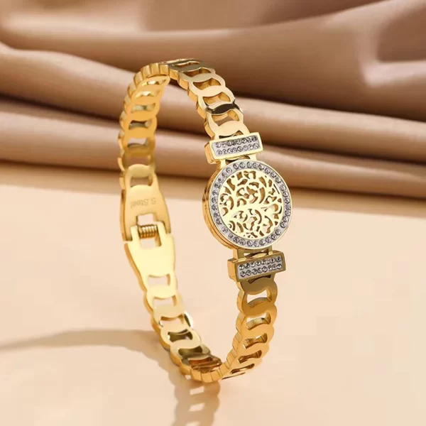 Pulseiras feminina de aço inoxidável designer de luxo, bracelete com plantas, joia feminina, Árvore da Vida, Tendência - Image 16