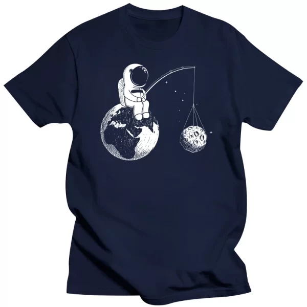 Camisetas masculina de Astronauta com impressão, 100% Algodão, Solto, Design Engraçado, Alta Qualidade, Cool Tops - Image 2