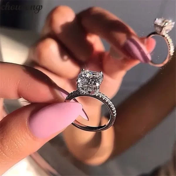 Anéis feminino de diamante feito à mão cz promessa real 925 prata esterlina noivado casamento anéis de banda gemstones festa jóias - Image 44