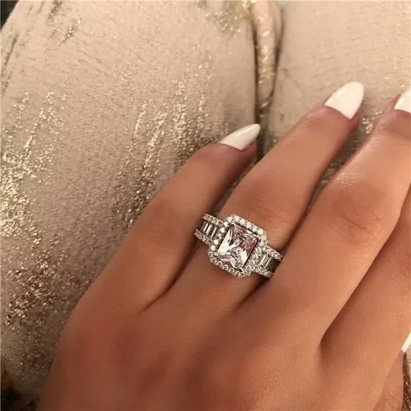Anéis feminino de diamante feito à mão cz promessa real 925 prata esterlina noivado casamento anéis de banda gemstones festa jóias - Image 24