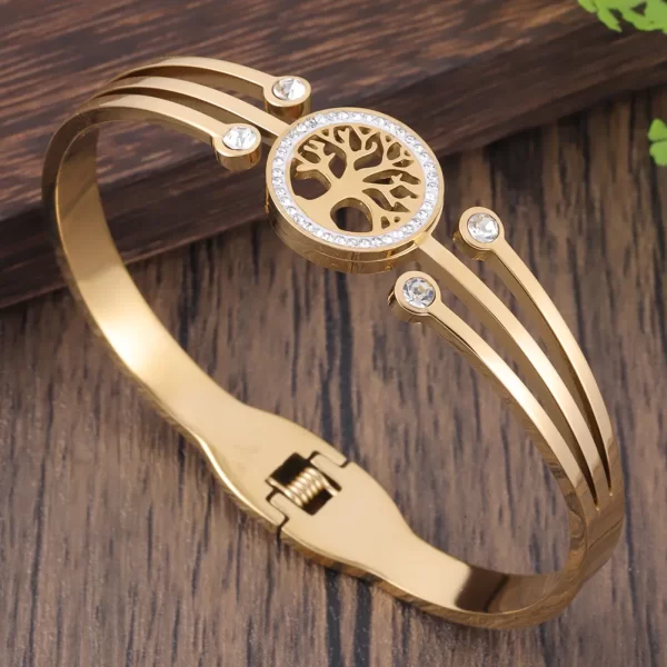 Pulseiras feminina de aço inoxidável designer de luxo, bracelete com plantas, joia feminina, Árvore da Vida, Tendência - Image 12