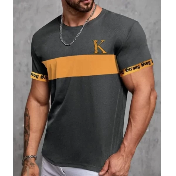 Camiseta K com impressão 3D de letras masculina, camiseta grande solta, manga curta casual diária, camiseta com design de rua, roupa simples - Image 18