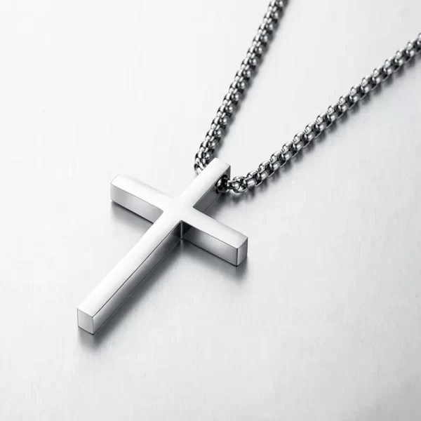 Colar de pingente cruz em aço inoxidável para homens e mulheres, joias minimalistas, gargantilhas masculinas e femininas, cor prata, novo - Image 5