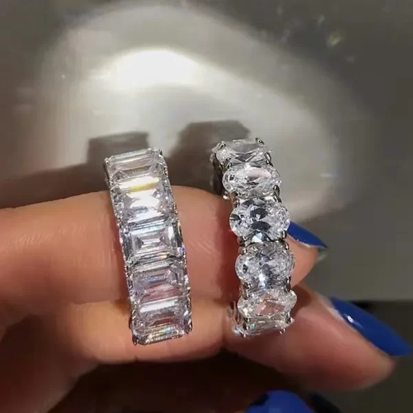 Anéis feminino de diamante feito à mão cz promessa real 925 prata esterlina noivado casamento anéis de banda gemstones festa jóias - Image 5
