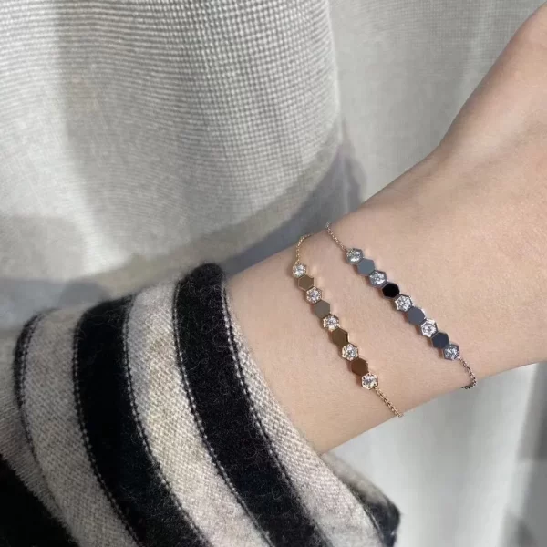 Pulseiras feminina, 925 prata esterlina favo de mel pulseira com diamantes fresco moda luz luxo premium casal estilo chaumet. - Image 6